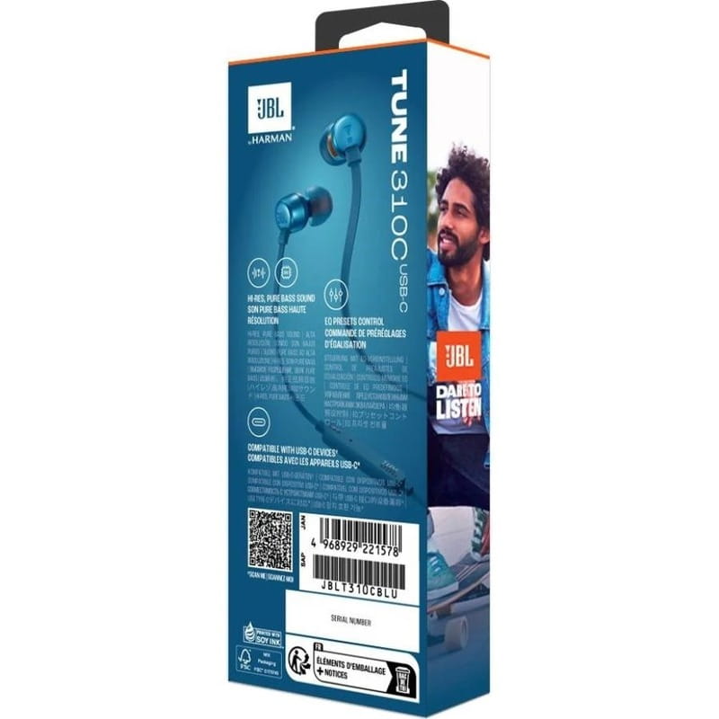 Гарнітура JBL Tune 310C Blue (JBLT310CBLU)