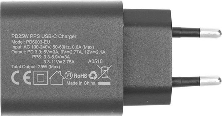 Сетевое зарядное устройство Choetech USB Type-C 25W PD+PPS Black (PD6003)