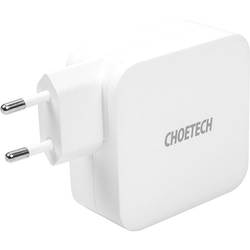 Сетевое зарядное устройство Choetech GaN 2хUSB Type-C PD100W White (PD6008)