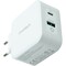 Фото - Сетевое зарядное устройство Choetech GaN USB Type-C, USB Type-A 65W PD 3.0 QC 3.0 White (PD8002) | click.ua