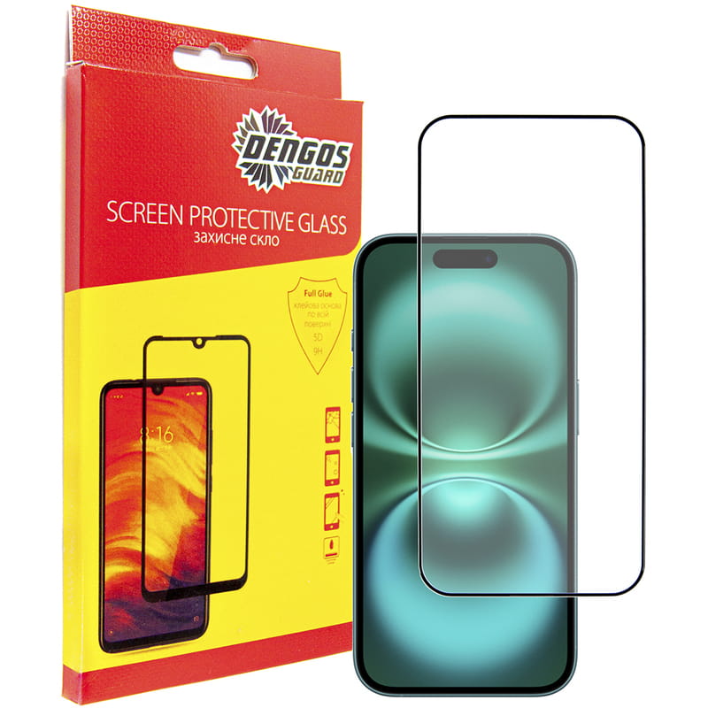 Защитное стекло Dengos для Apple iPhone 16 Plus Black Full Glue (TGFG-368)
