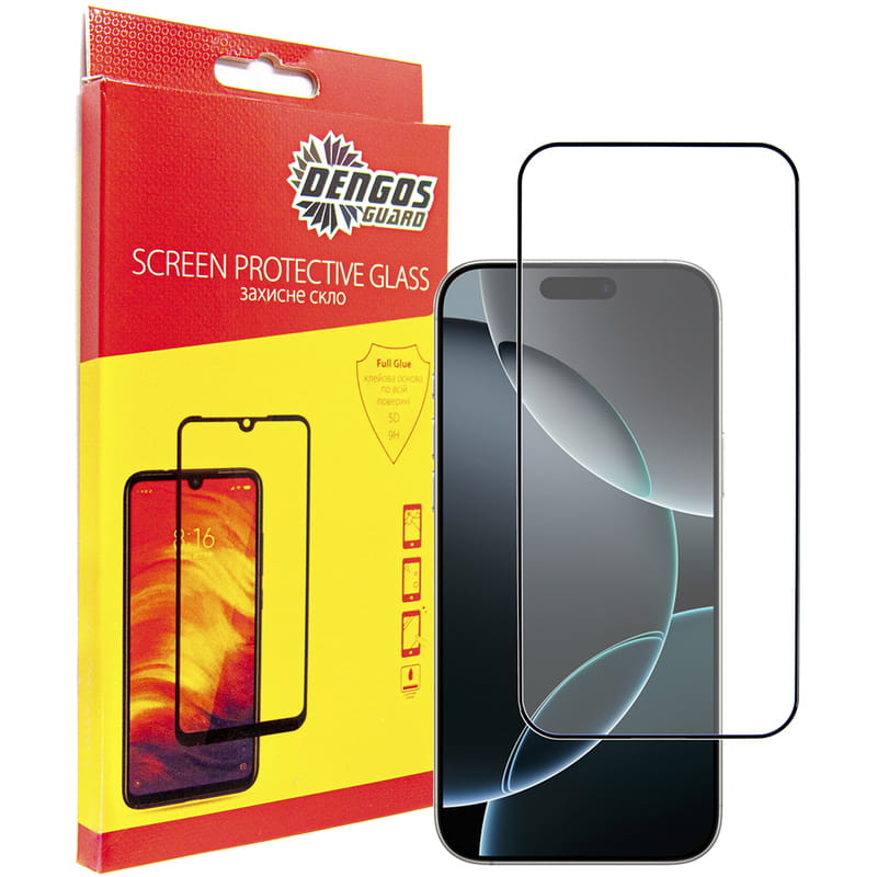 Защитное стекло Dengos для Apple iPhone 16 Pro Max Black Full Glue (TGFG-369)