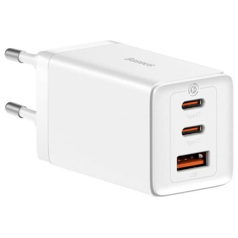 Сетевое зарядное устройство Baseus GaN5 Pro (3USB, 3.25A) 65W White (CCGP120202) + кабель Type-C to Type-C