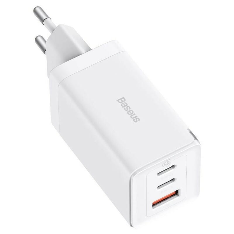 Сетевое зарядное устройство Baseus GaN5 Pro (3USB, 3.25A) 65W White (CCGP120202) + кабель Type-C to Type-C