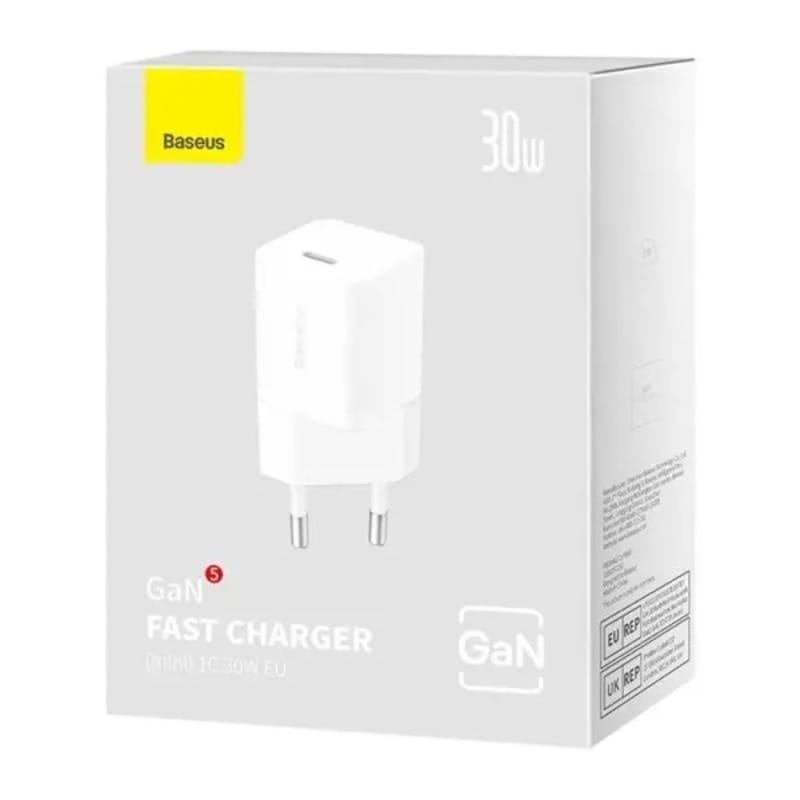 Мережевий зарядний пристрій Baseus GaN5 FC mini 1C (1USB-C) 30W White (CCGN070502)
