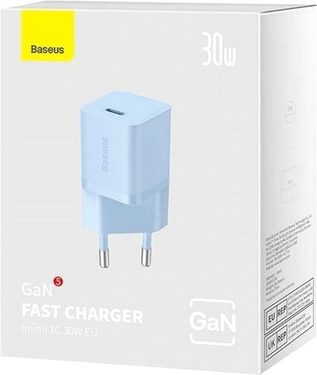 Мережевий зарядний пристрій Baseus GaN5 FC mini 1C (1USB-C) 30W Blue (CCGN070603)