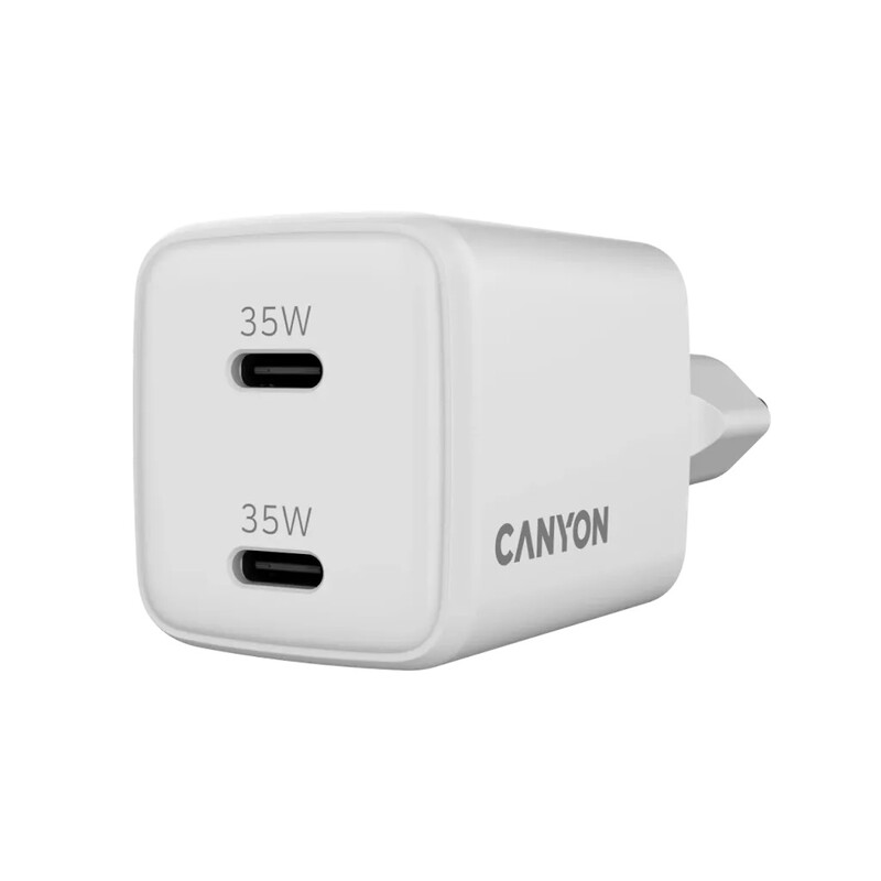 Сетевое зарядное устройство Canyon CU35CC GaN (2USB, 1A) PD White (CNS-CUW35CC)