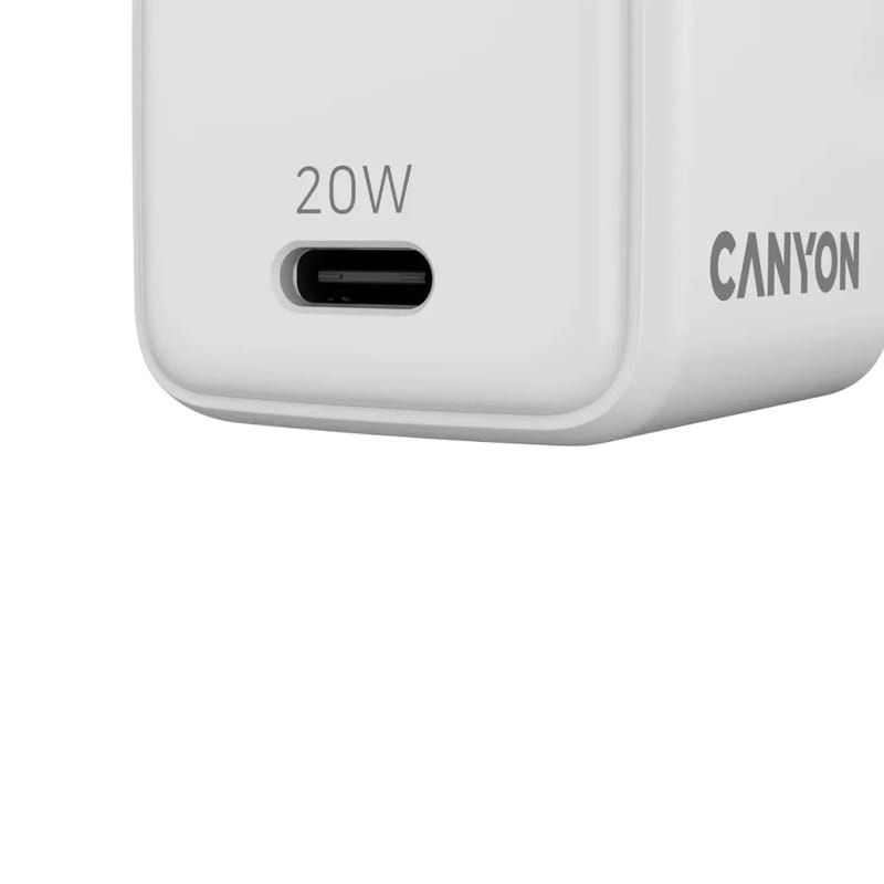 Сетевое зарядное устройство Canyon CU20C GaN (1USB, 0.6A) PD White (CNS-CUW20C)