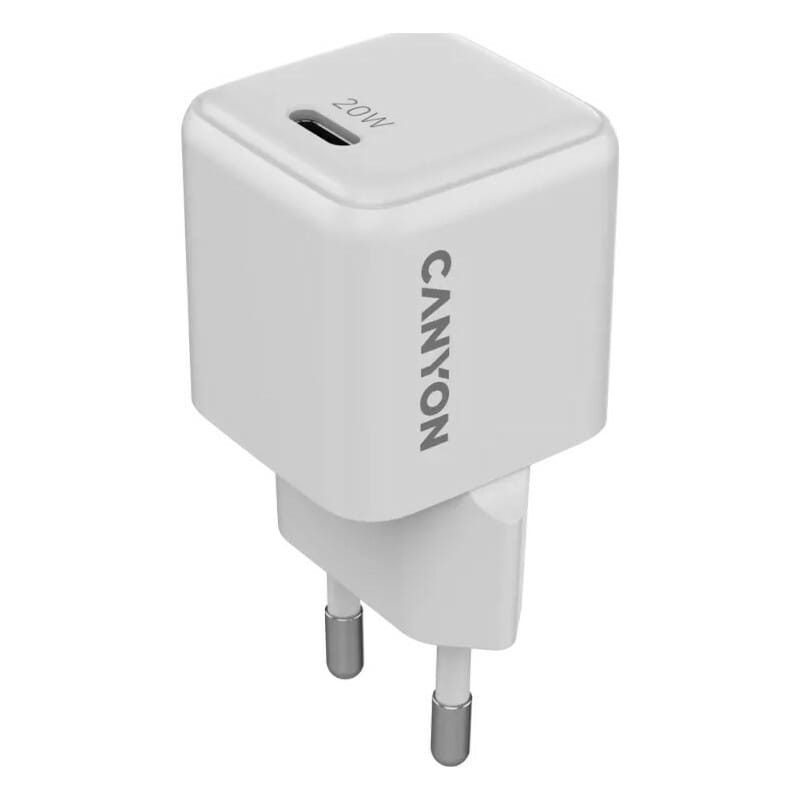 Сетевое зарядное устройство Canyon CU20C GaN (1USB, 0.6A) PD White (CNS-CUW20C)