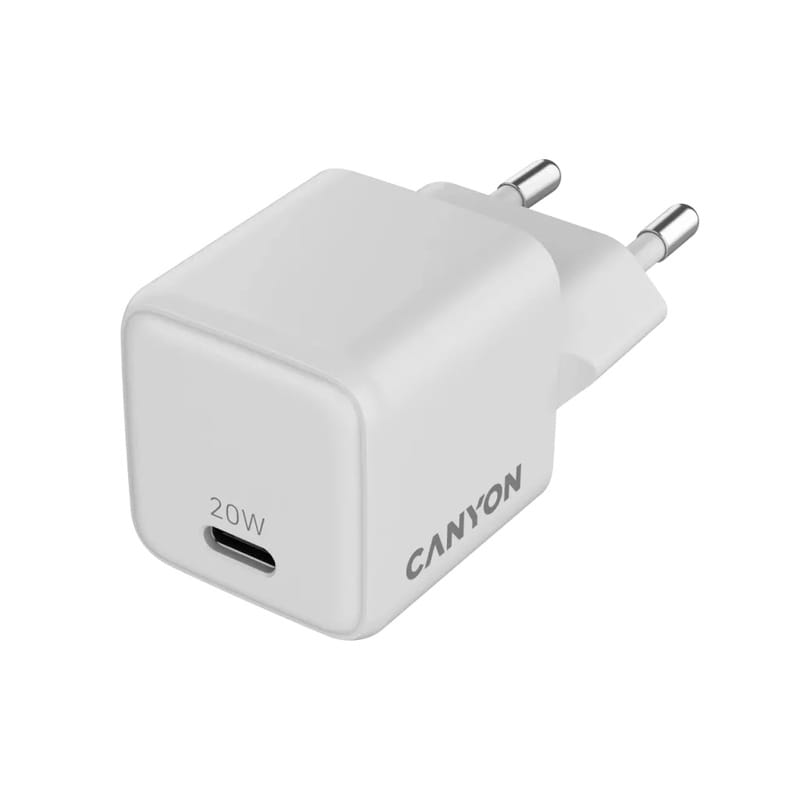 Сетевое зарядное устройство Canyon CU20C GaN (1USB, 0.6A) PD White (CNS-CUW20C)