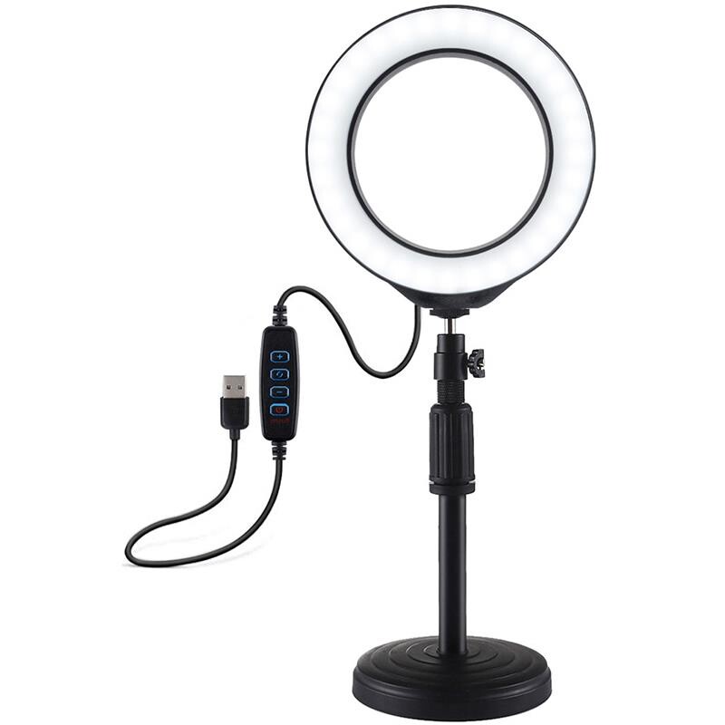 Кільцева USB LED-лампа Puluz PU392 6.2" + настільне кріплення 18-28 см (PU392)