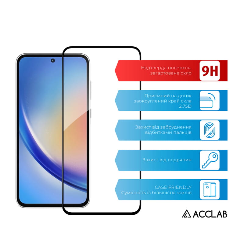 Защитное стекло ACCLAB Full Glue для Samsung Galaxy A35 SM-A356 Black (1283126588778)