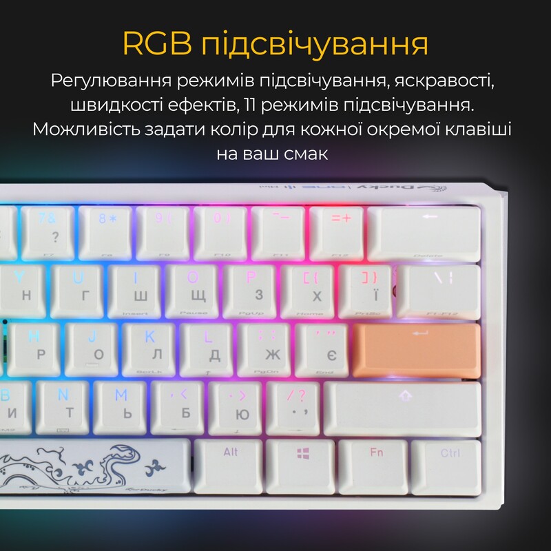 Клавіатура Ducky One 3 Mini Cherry MX Brown RGB UA USB White (DKON2161ST-BUAPXPWWWSC1)