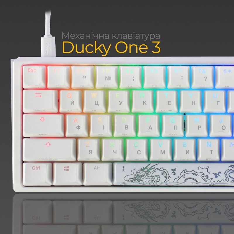 Клавиатура Ducky One 3 Mini Cherry MX Red RGB UA USB White (DKON2161ST-RUAPXPWWWSC1)