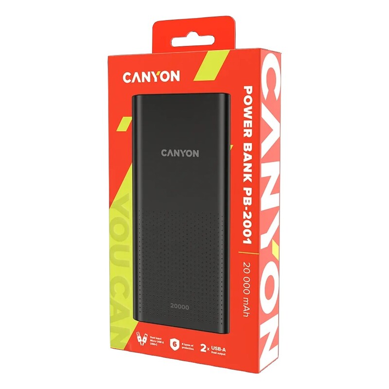 Універсальна мобільна батарея Canyon PB-2001 20000mAh Black (CNE-CPB2001B)