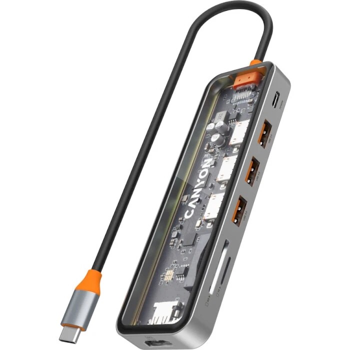 Док-станція Canyon DS-13 7in1 Transparent Space Grey (CNS-TDS13)