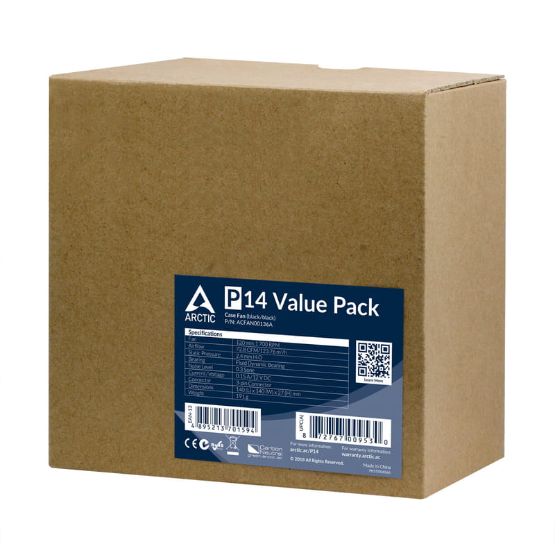 Вентилятор Arctic P14 Black - 5 Pack (ACFAN00136A)