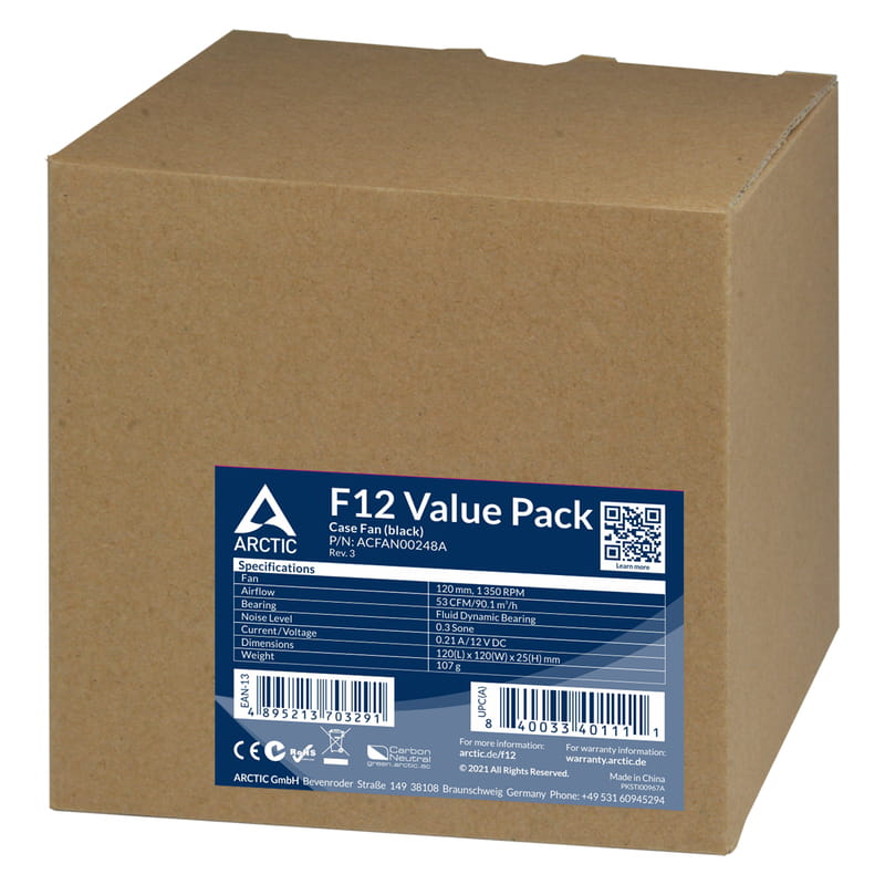 Вентилятор Arctic F12 Black - 5 Pack (ACFAN00248A)
