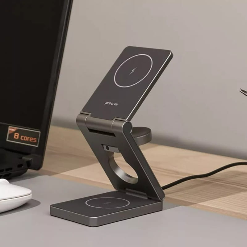 Бездротовий зарядний пристрій Proove Titan Volt 3in1 Gray (WSTV15000003)
