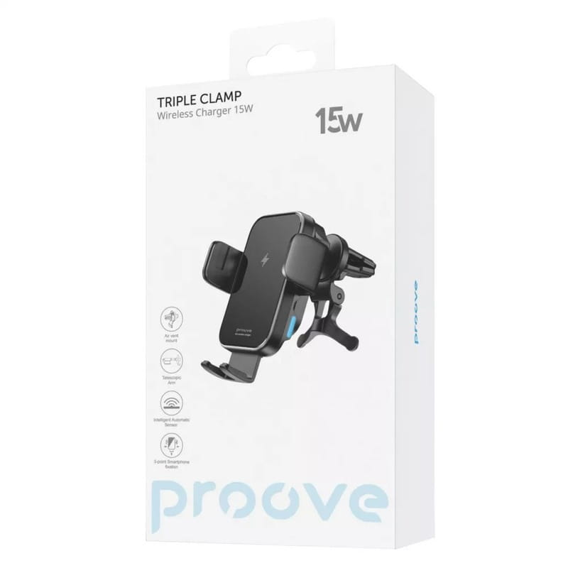 Беспроводное зарядное устройство Proove Triple Clamp 15W Black (WHTC15010001)