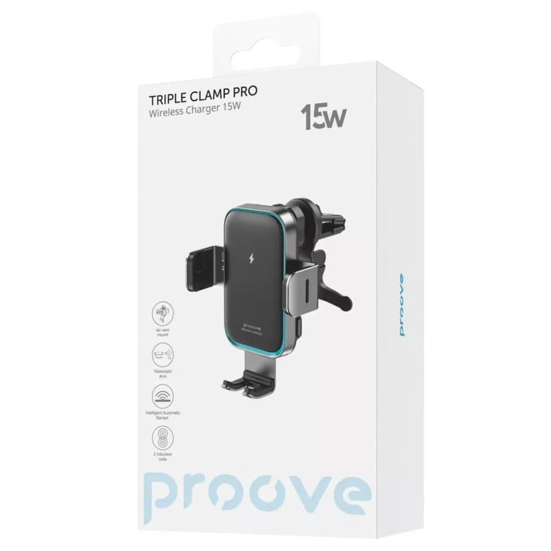 Беспроводное зарядное устройство Proove Triple Clamp Pro 15W Metallic Gray (WHTP15010004)