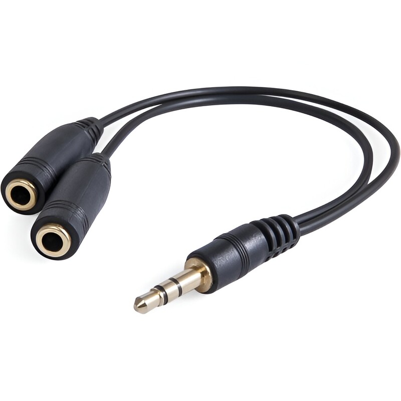 Аудио-кабель Defender Audio 3.5 мм - 2x3.5 мм (M/F), черный, 0.12 м (63001)