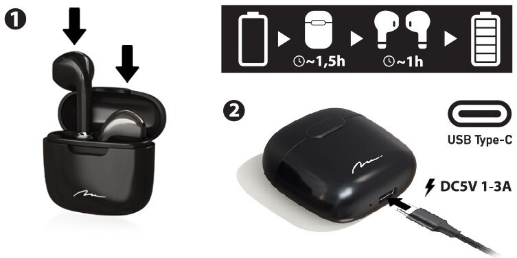 Bluetooth-гарнітура Media-Tech R-Phones TWS+ Black (MT3608K)