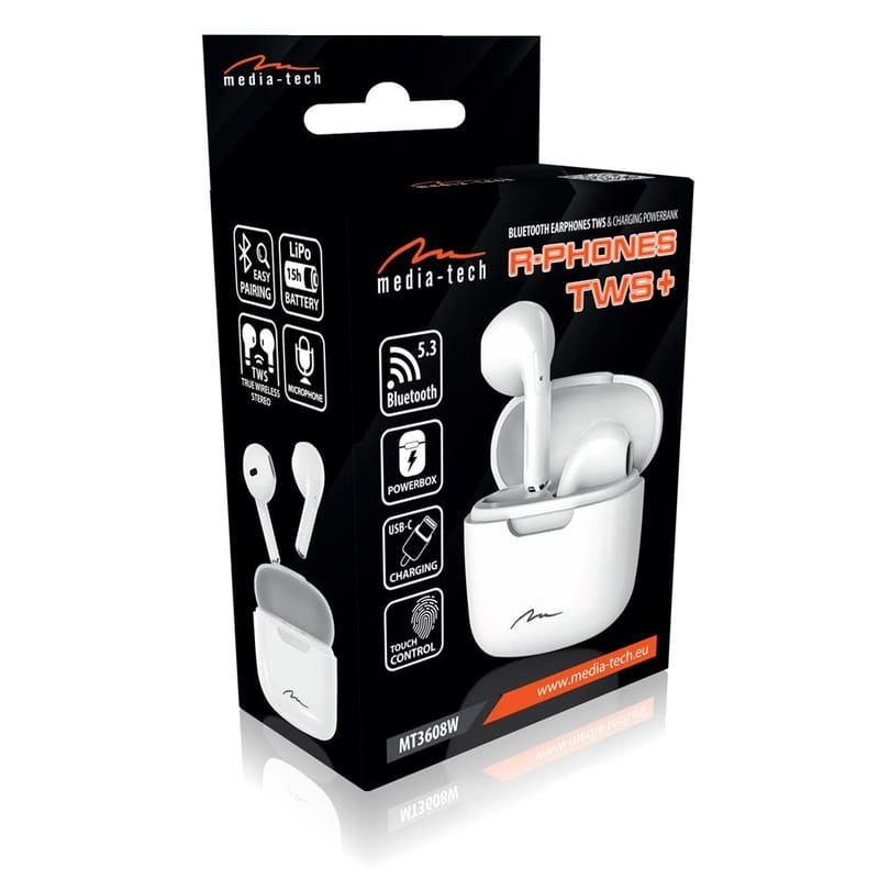 Bluetooth-гарнітура Media-Tech R-Phones TWS+ White (MT3608W)