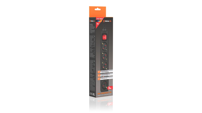 Фільтр живлення REAL-EL RS-Protect M 10м Black