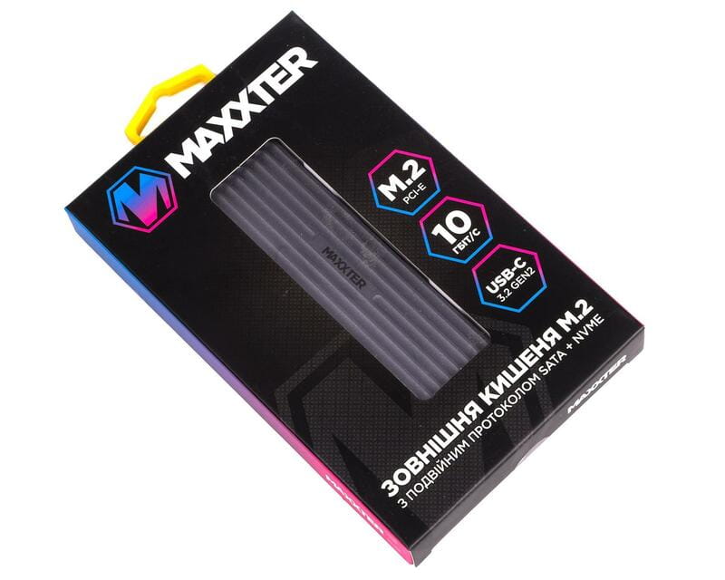 Внешний карман Maxxter M.2 NVMe PCIe, USB 3.2 Type-C, Metal, Black (EHDE-2280D-01)