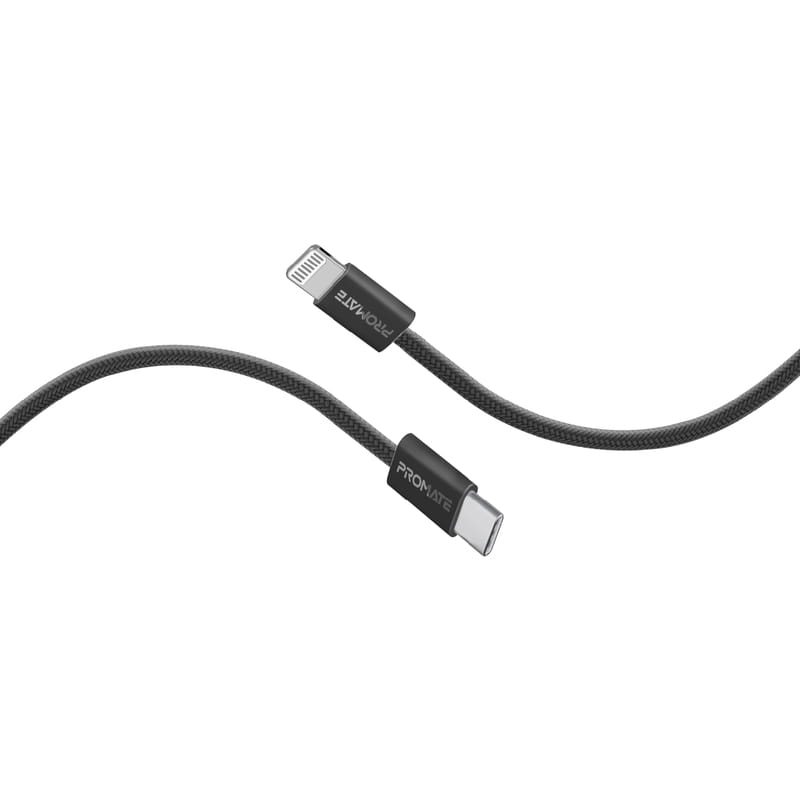Кабель Promate EcoLine-Ci120 USB Type-C - Lightning (M/M), 3 A, 27 W, 1.2 м, Black