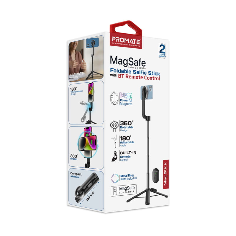Телескопічний трипод-монопод Promate MagStick Black