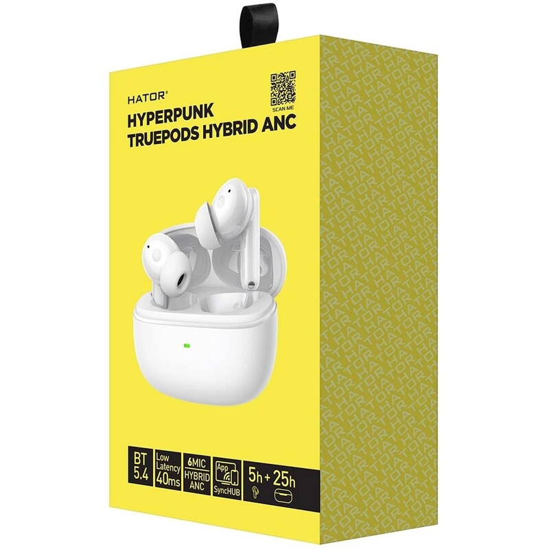 Bluetooth-гарнiтура Hator Hyреrpunk Truepods Hybrid ANC White (HTA432)