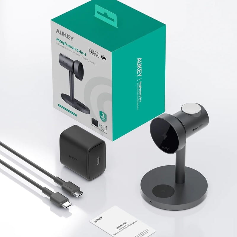 Бездротовий зарядний пристрій Aukey MagFusion 3-in-1 15W Black (LC-MC311)
