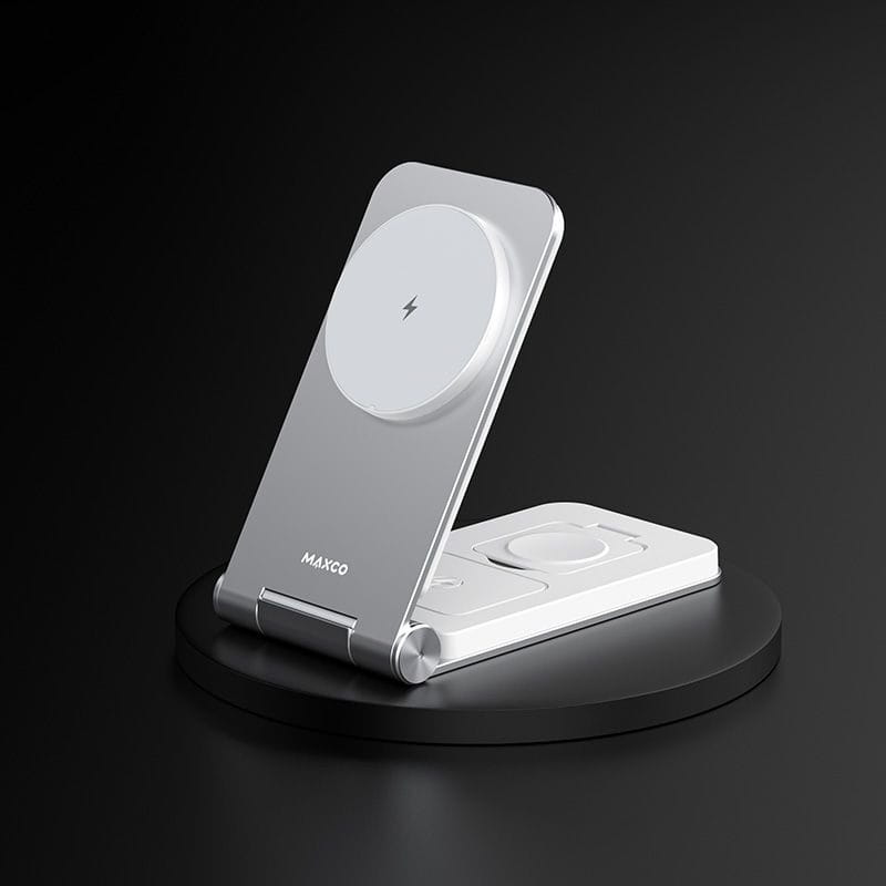 Бездротовий зарядний пристрій Maxco Wireless Charger 3-in-1 15W Grey (MW08)