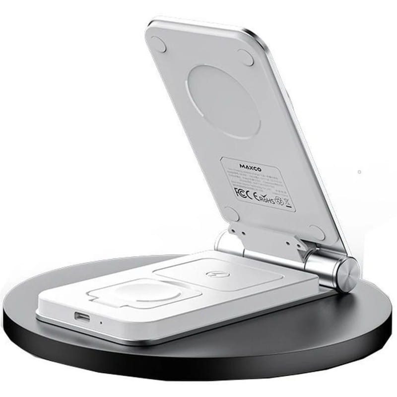 Бездротовий зарядний пристрій Maxco Wireless Charger 3-in-1 15W Grey (MW08)