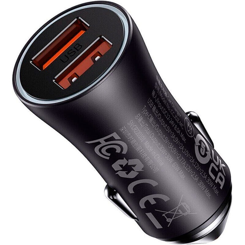 Автомобильное зарядное устройство Baseus (2USB, 3A) 60W Grey (CGJM000013)