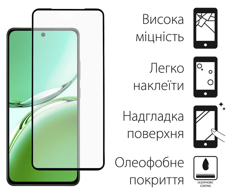 Защитное стекло Dengos для Oppo Reno 12F Black Full Glue (DG-TG2P-58) 2шт