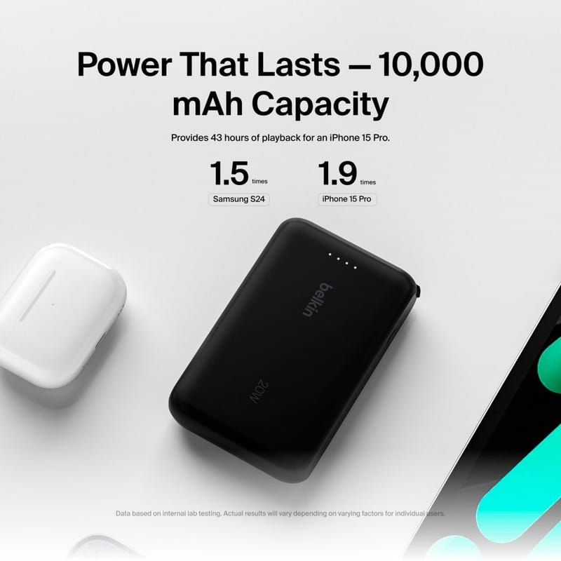 Универсальная мобильная батарея Belkin Power Bank 10000mAh 20W Black (BPB021HQBK)