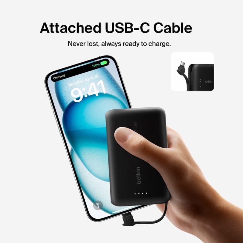 Универсальная мобильная батарея Belkin Power Bank 10000mAh 20W Black (BPB021HQBK)