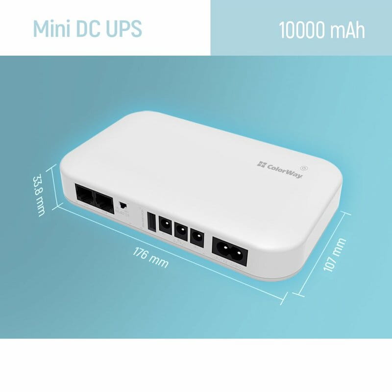 ИБП для роутеров/коммутаторов ColorWay CW-PB100LI3WT 10000mAh 21W DC 5V/9V/12V/24V