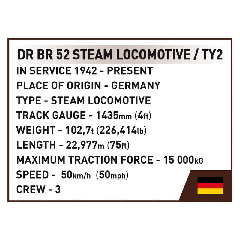 Конструктор COBI Локомотив DR BR Class 52 масштаб 1:35, 1723 деталі (COBI-6283)