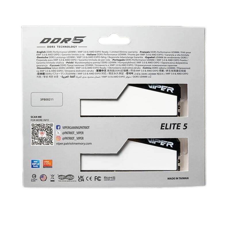 Модуль пам`яті DDR5 2x16GB/6000 Patriot Viper Elite 5 (VEB532G6030KW)