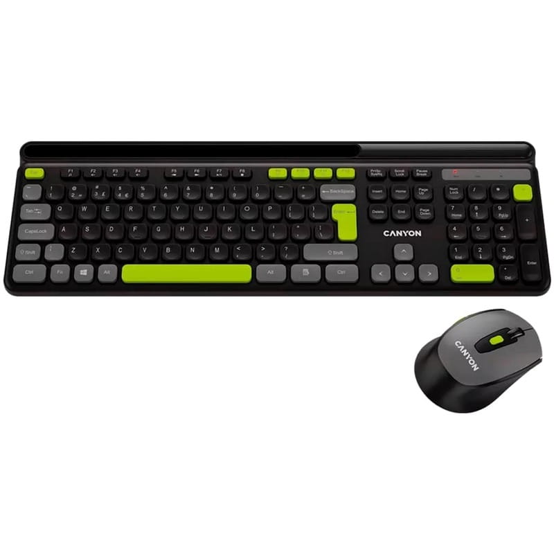 Комплект бездротовий (клавіатура, миша) Canyon HSET-W5 Black (CNS-HSETW5BK)