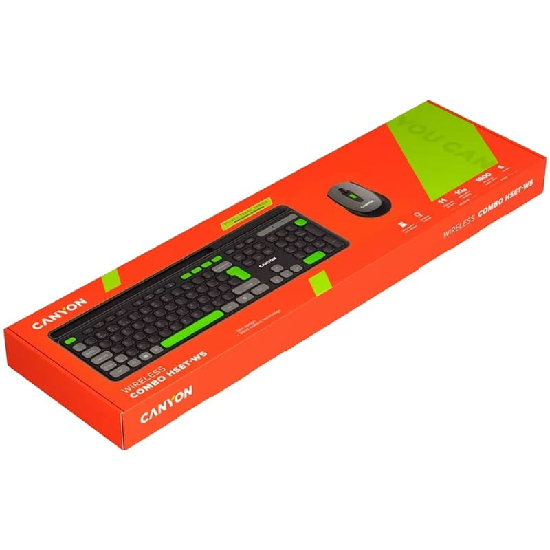 Комплект бездротовий (клавіатура, миша) Canyon HSET-W5 Black (CNS-HSETW5BK)