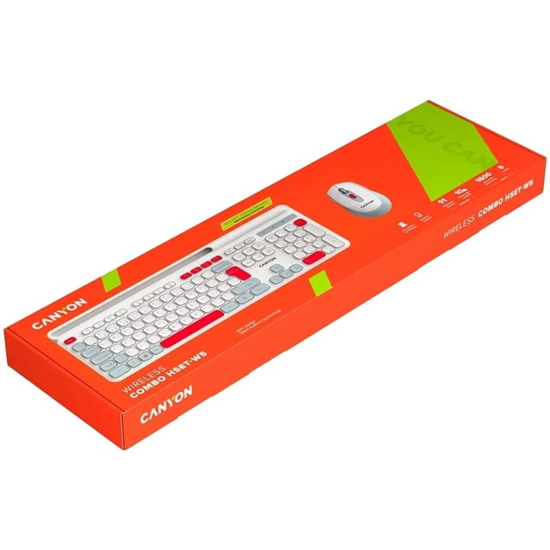 Комплект бездротовий (клавіатура, миша) Canyon HSET-W5 White (CNS-HSETW5WT)
