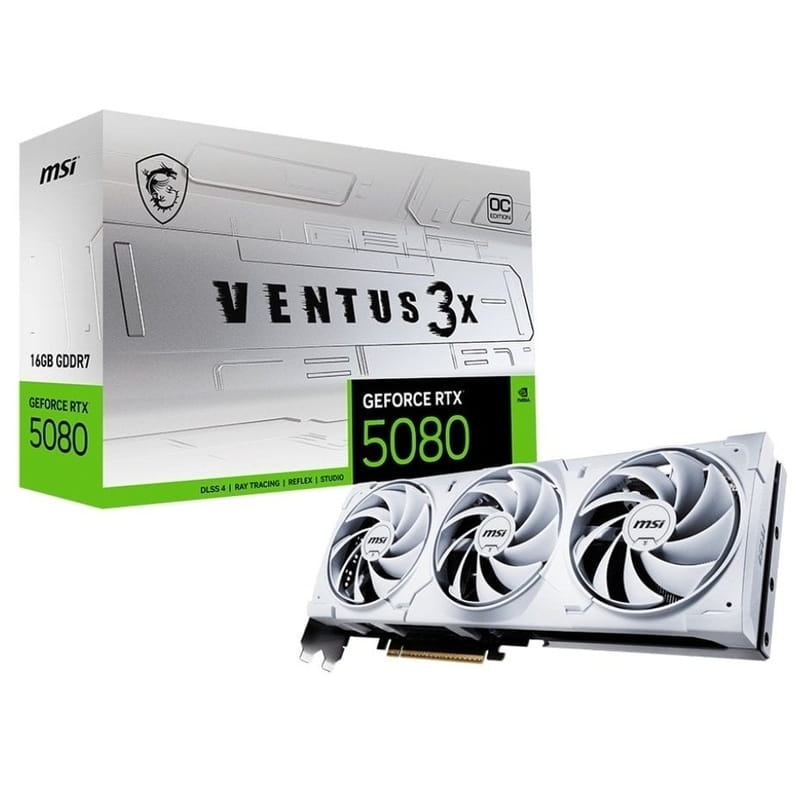 Видеокарта GF RTX 5080 16GB GDDR7 Ventus 3X OC White MSI (GeForce RTX 5080 16G VENTUS 3X OC WHITE)