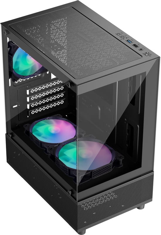 Корпус 1stPlayer Mi2-A-BK-2F7R-1F7 Black без БЖ