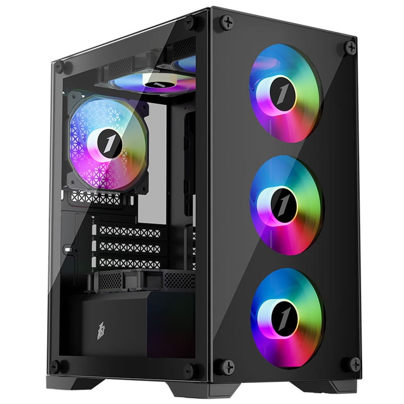 Корпус 1stPlayer X2-M-BK-4F1 Black без БЖ