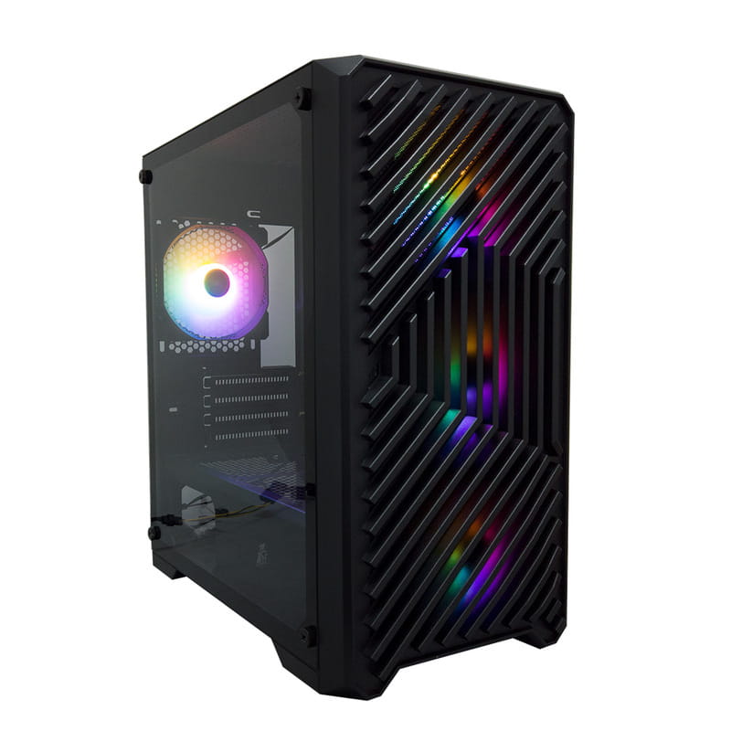 Корпус 1stPlayer T5-BK-4F1 Black без БП
